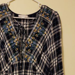 WESTPORT Embroidered Plaid Midi Dress